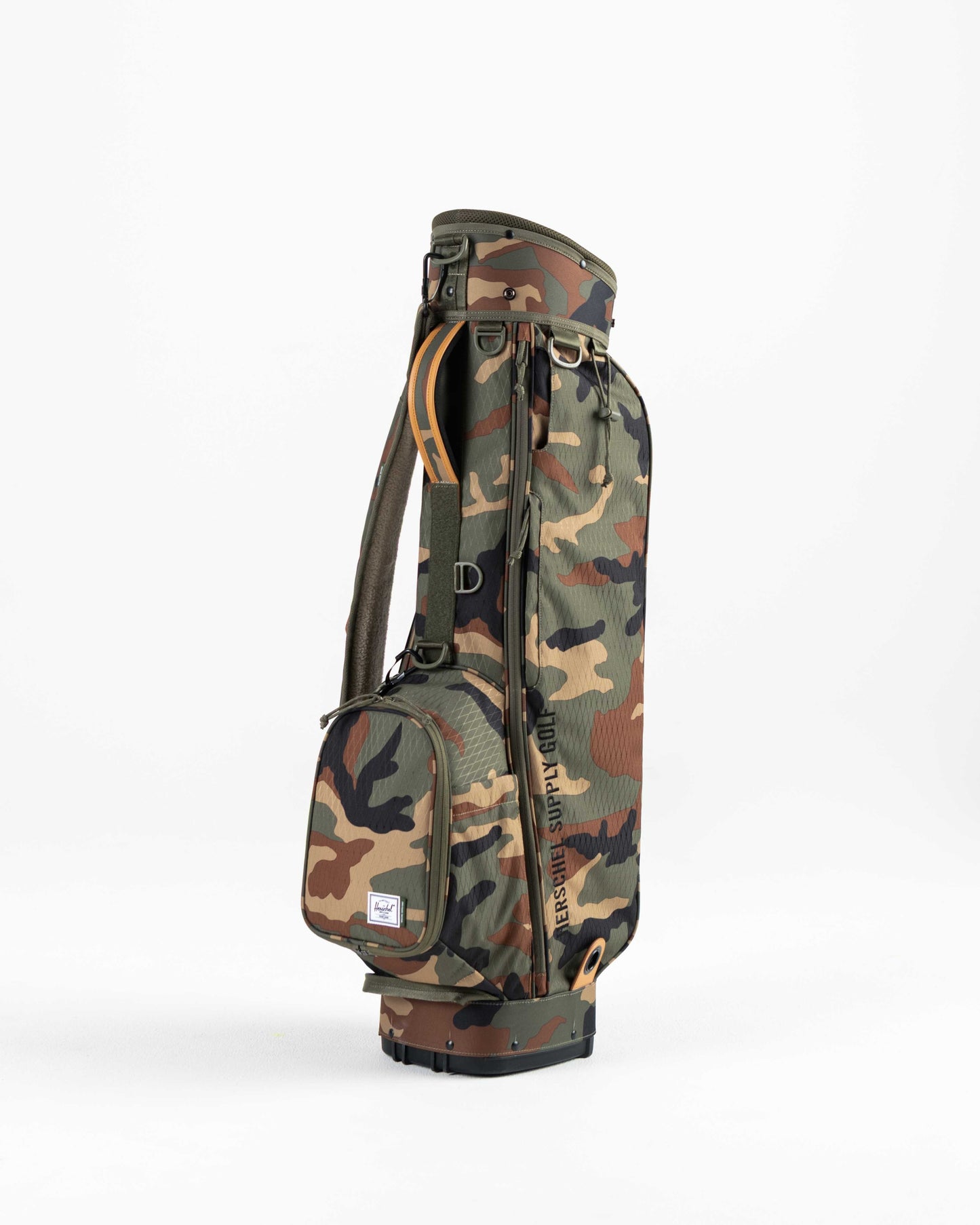 Camouflage golf bag on a white background